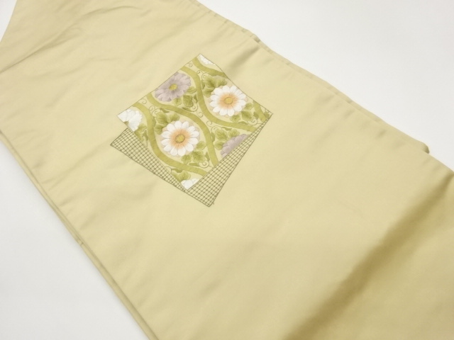 JAPANESE NAGOYA OBI / EMBROIDERY / FLOWER ARABESQUE